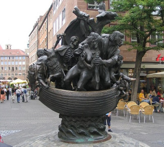 Das Narrenschiff, Brunnenskulptur in Nürnberg